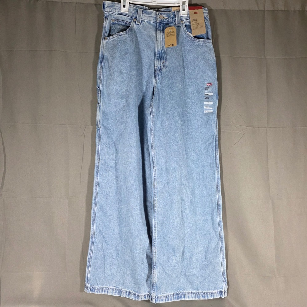 Levis Cinch Baggy High Rise Straight Leg Carpenter Jeans Light Wash Blue 29x31
